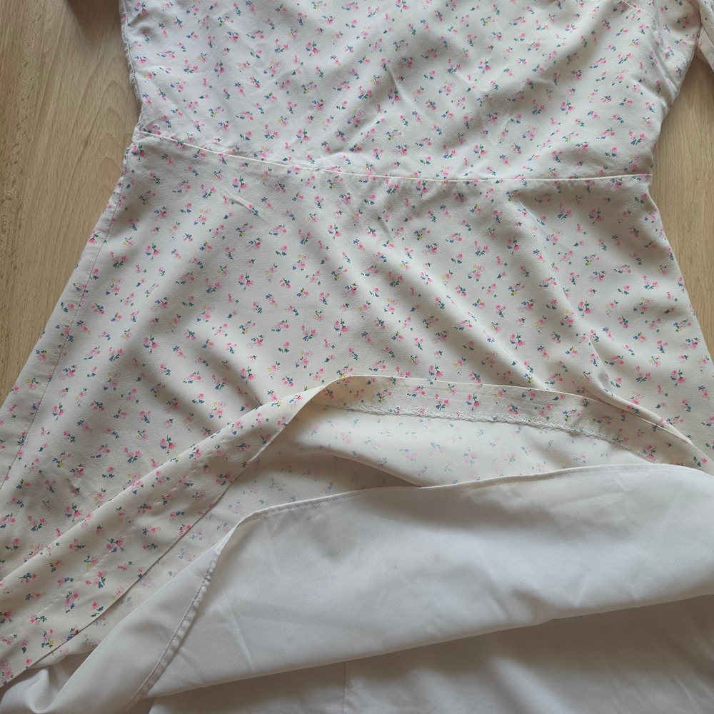 Madewell Dress Womens 4 Cream Floral‎ A-Line Short Sleeve Mini Cottagecore - Picture 10 of 10